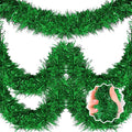 50 Feet Green Christmas Tinsel Garland, Metallic Foil Twist Banner Wall Hanging Tinsel Streamers Backdrop for Parade Floats, Christmas, Mother's Day, Birthday Party Decorations(2in x 50ft)