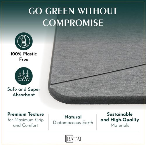 Extra Large Stone Bath Mat - (31.5” x 19.7”) - Absorbent Diatomaceous Earth Stone Bath Mat Large - Non-Slip Diatomite Bathmat - Easy Clean and Quick Drying - Long Instant Dry Bathmat - Beige XL