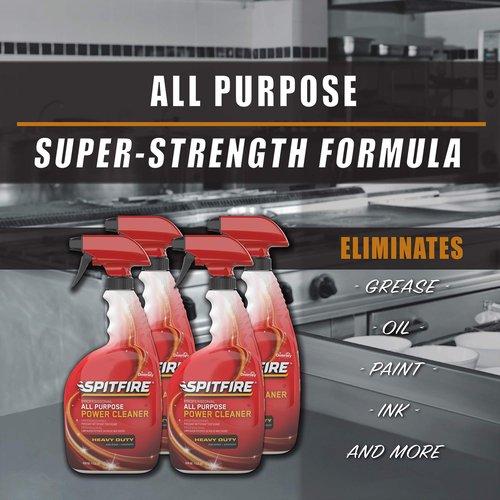Spitfire CBD540038 Professional All Purpose Power Cleaner, Heavy Duty Degreaser Removes Resin, Paint, Oil, Ink, Gum, Pine Scent, Ready-to-Use Capped Spray, 32-Ounce (Pack of 4)