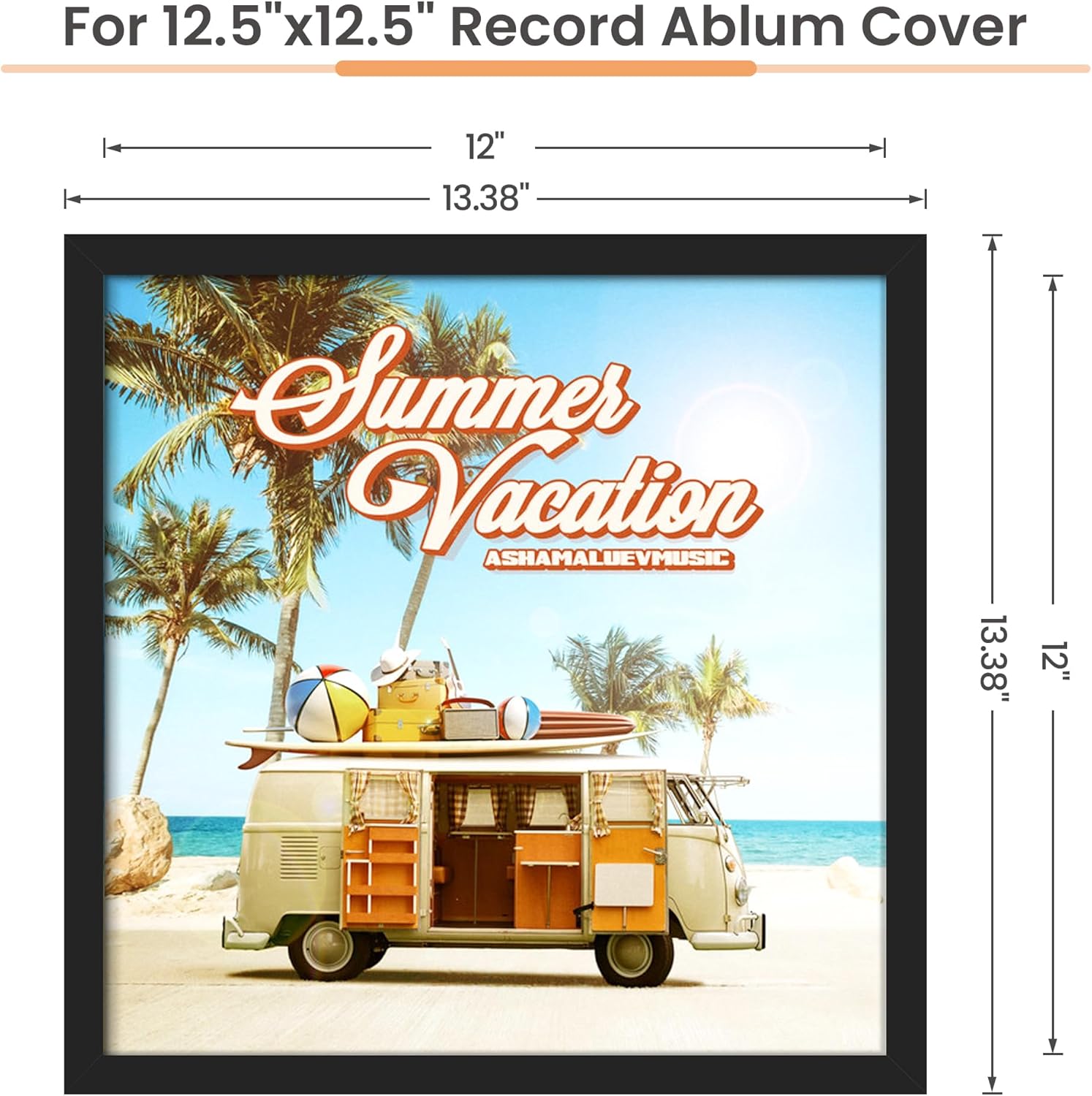 Upsimples Vinyl Record Frame - 12.5x12.5 Inch Album Cover Display - Black, Set of 4 for Home Decor