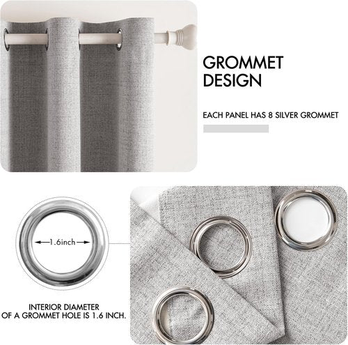 MIULEE Blackout Curtains - 100% Thermal Insulated Light Gray Linen Texture Drapes | 52x96 Inch (2 Panels)