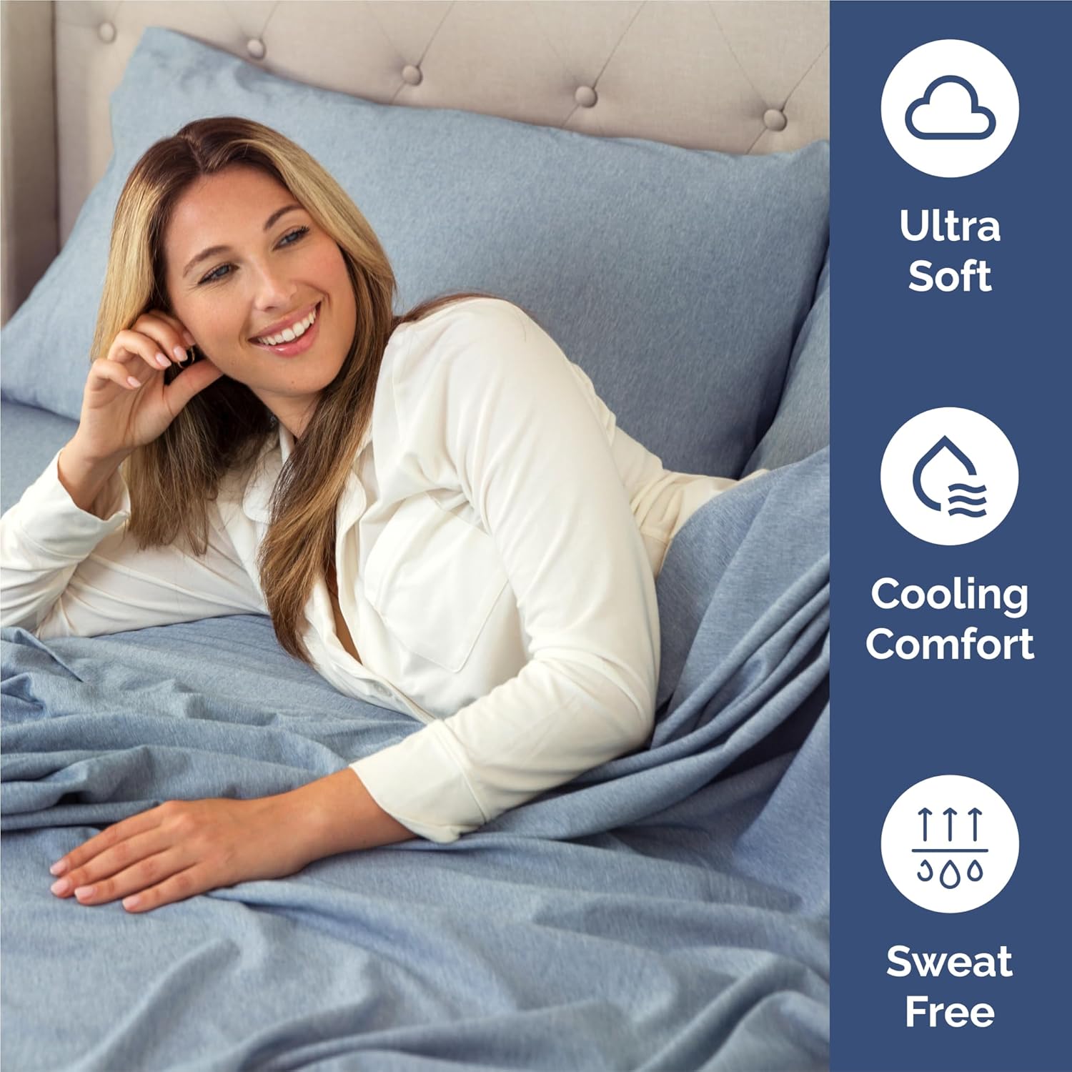 Split King Size 5-Piece Sheet Set | Comfy Breathable Cooling Bed Sheets - Hotel Luxury Bedding in Blue