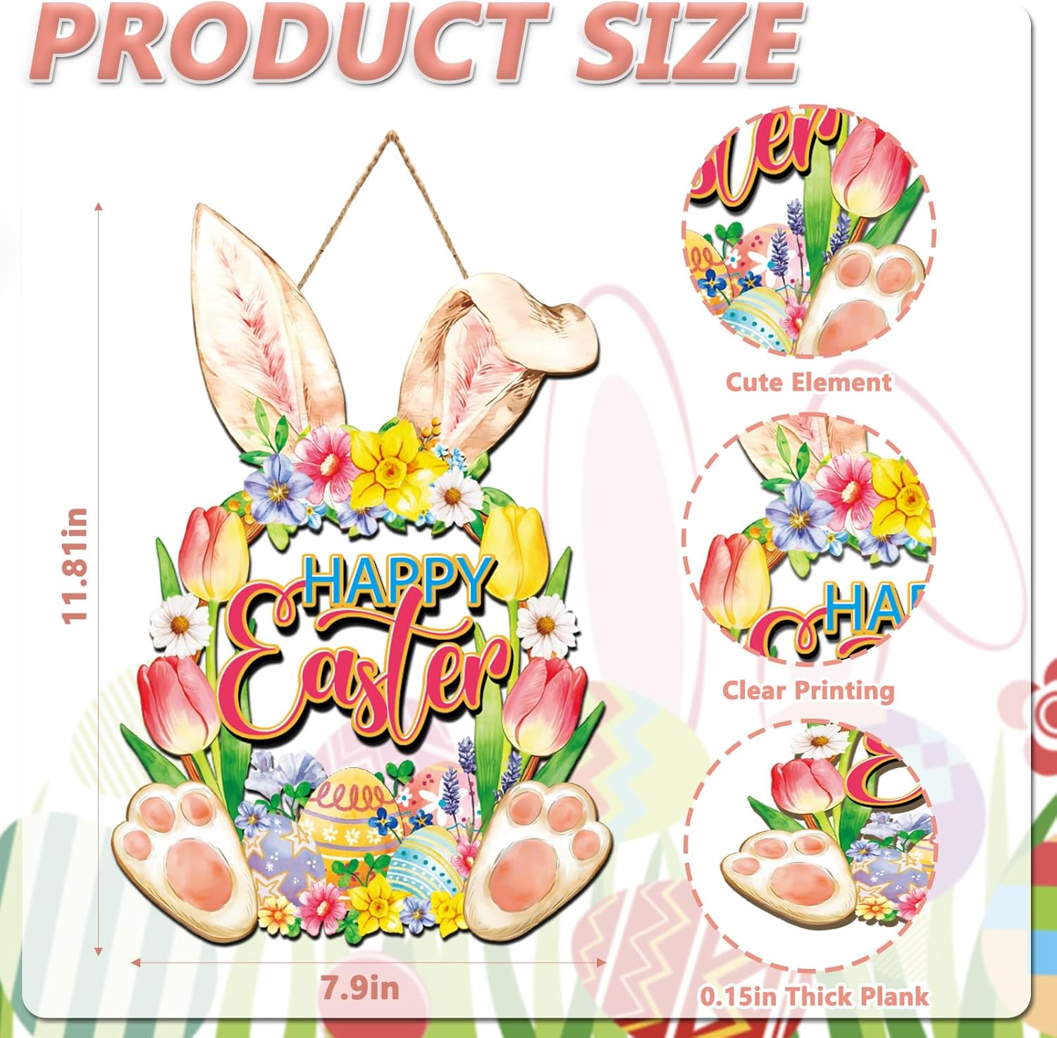Regine Switzerland Easter Wreath - Charming Rabbit & Flower Design for Front Door Decor | Spring Welcome Sign