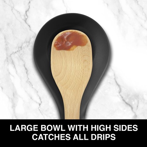 OGGI Stainless Steel Spoon Rest- Long Handle Holds Kitchen Utensils in Place, Great Spoon Rest for Counter, Stove Top, or Coffee Station; Kitchen Accessories, Utensil Rest, Black