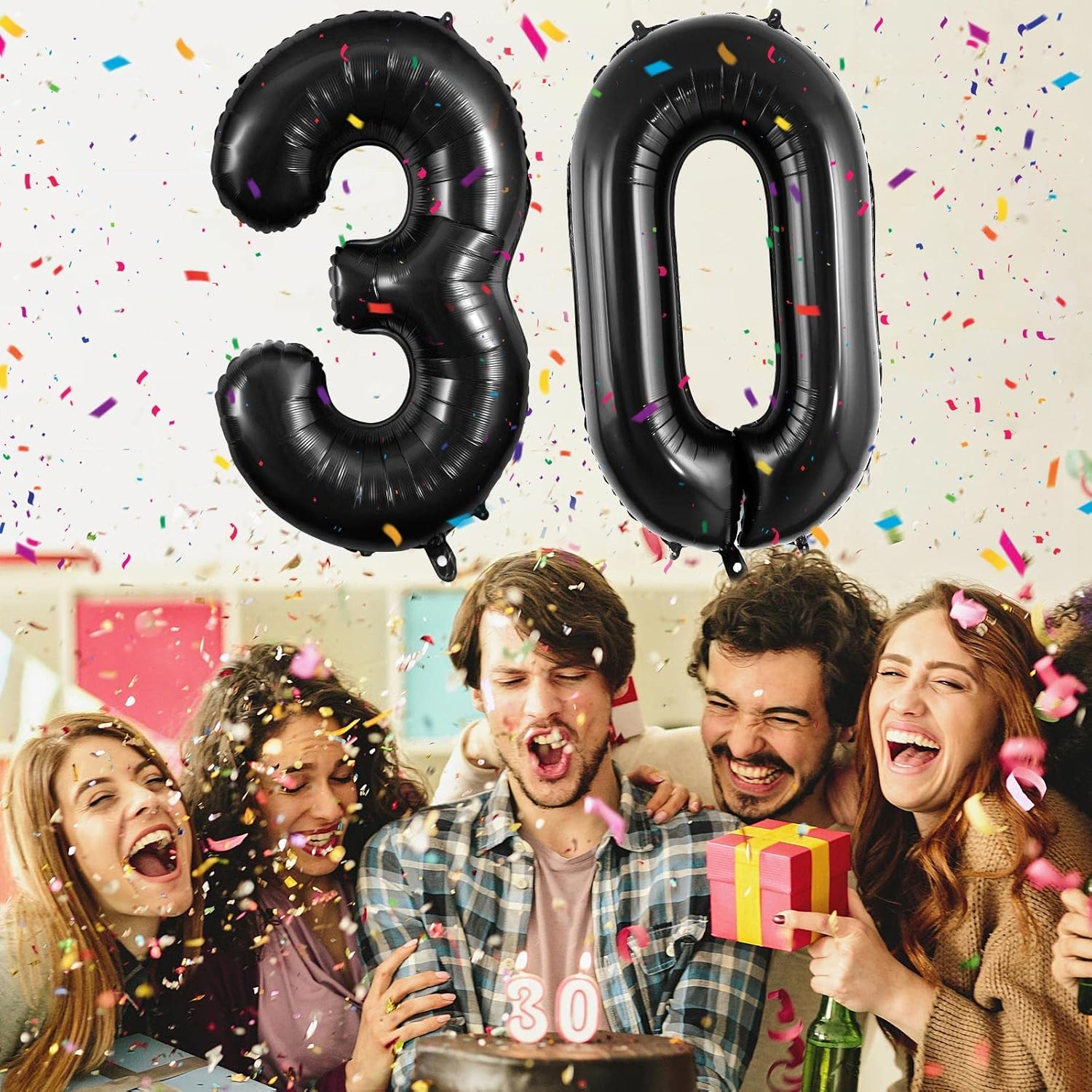 Skiennix 30-Inch Number Balloon - Large Black Foil Balloon for 30th Birthday Celebrations