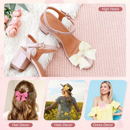 M METERXITY Bow Shoe Clips - Elegant Satin Detachable Buckles for Women | 2-Pack for DIY Decor & Weddings