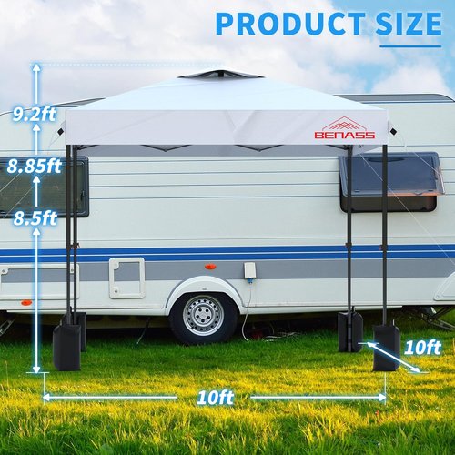 10x10 Pop Up Canopy Tent by [Brand Name] - Heavy Duty Event Tent with Sidewalls | Easy One-Person Setup in White
