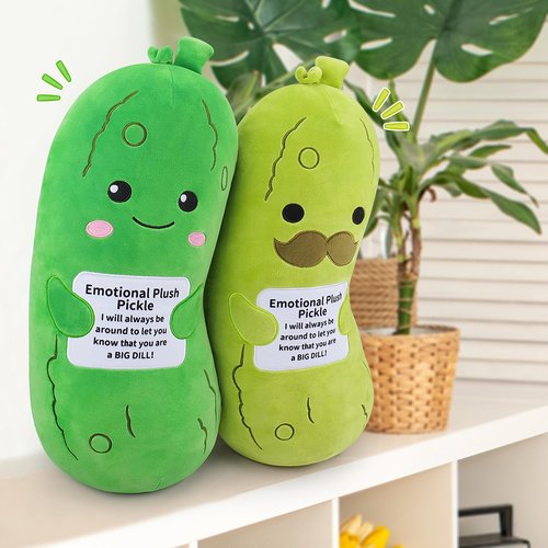 Sprinqdawin Emotional Plush Pickle-20” Pickle Stuffed Animal,Plushies Cucumber Stuffed Animal with Positive Warm Words,Kawaii Plush Toy Kids Birthday Gifts,Soft Vegetable Lover Plushy Pillow