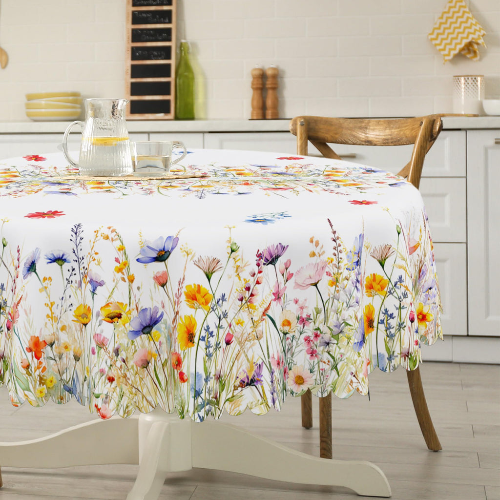 cusugbaso Round Spring Tablecloth 70 inches - Spring Decorations for Home