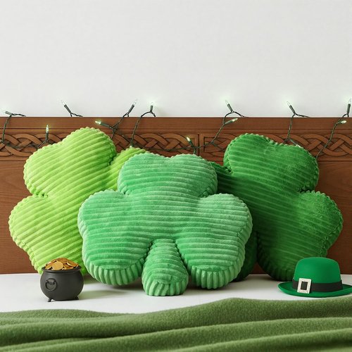 Bunny Chorus St Patricks Day Decorations: 3pcs Ultra Soft Striped Lucky Shamrock Throw Pillows, Stuffed Plush Green Pillows, St. Patrick's Day Home Office Decor for Bedroom, Living Room, Sofa, Couch