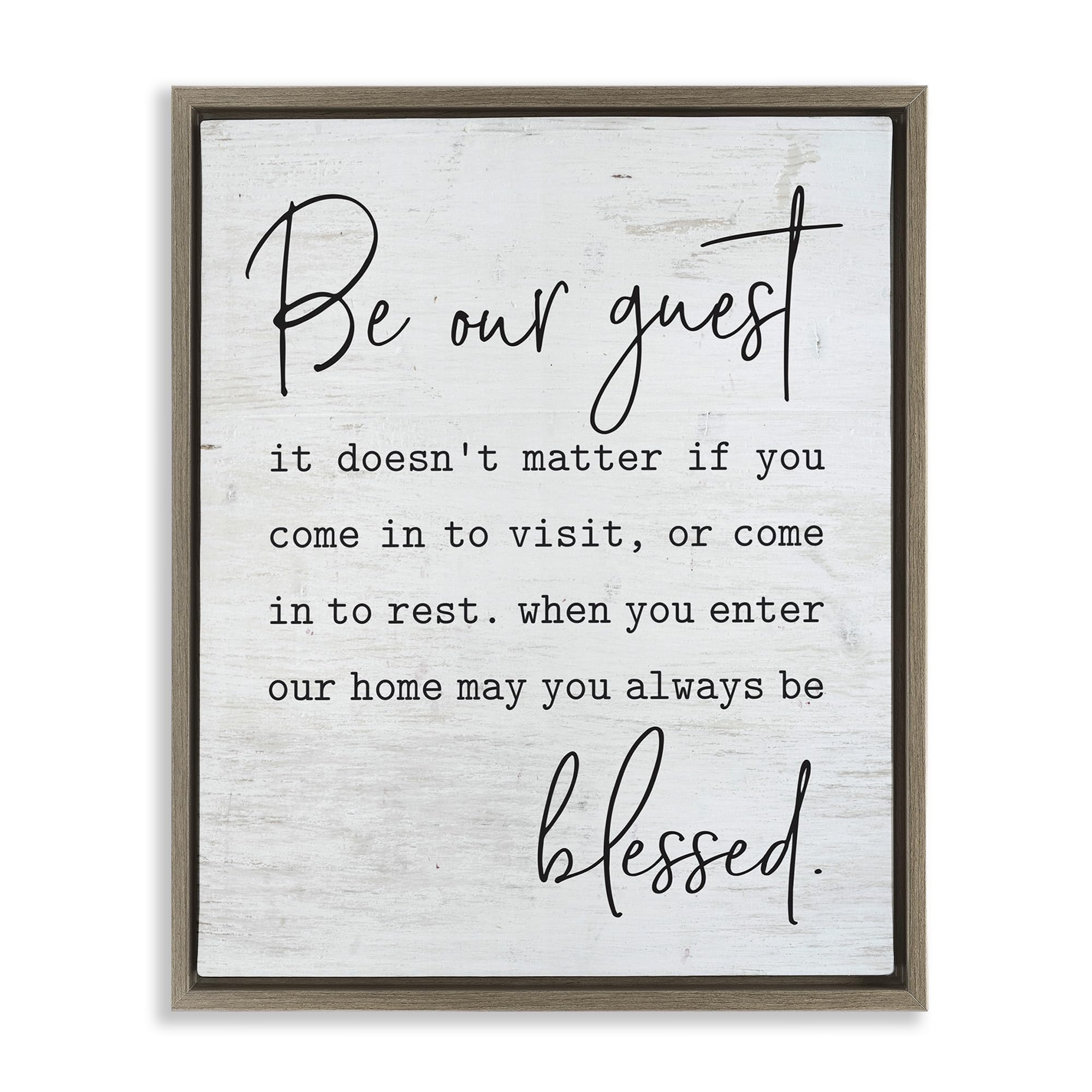 Stupell Industries Be Our Guest Home Family Inspirational Word On Wood Texture Design, Design by Lettered and Lined
