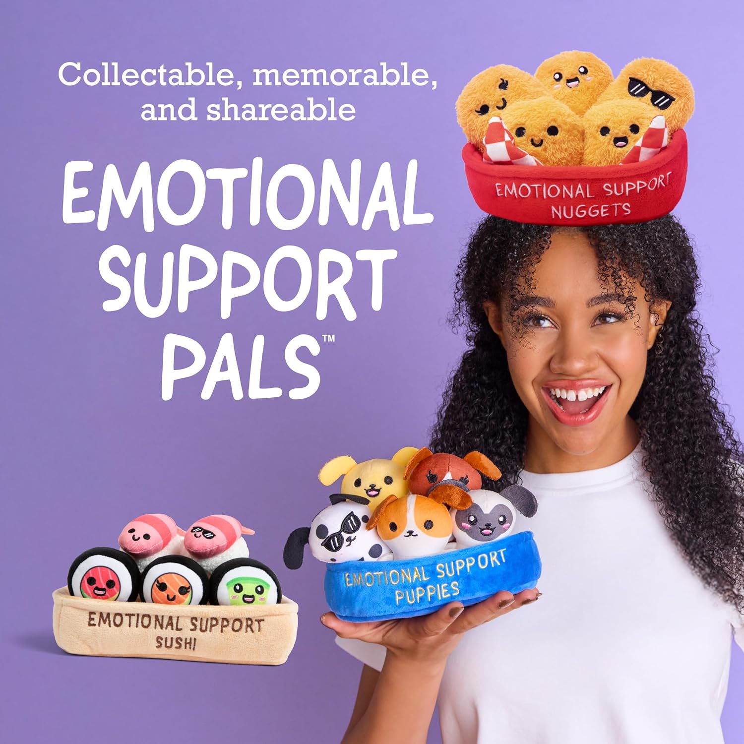 Relatable Emotional Support Sushi | Cuddly Stuffed Animals Set with 5 Plush Toys & Basket - Perfect Gift for Mom