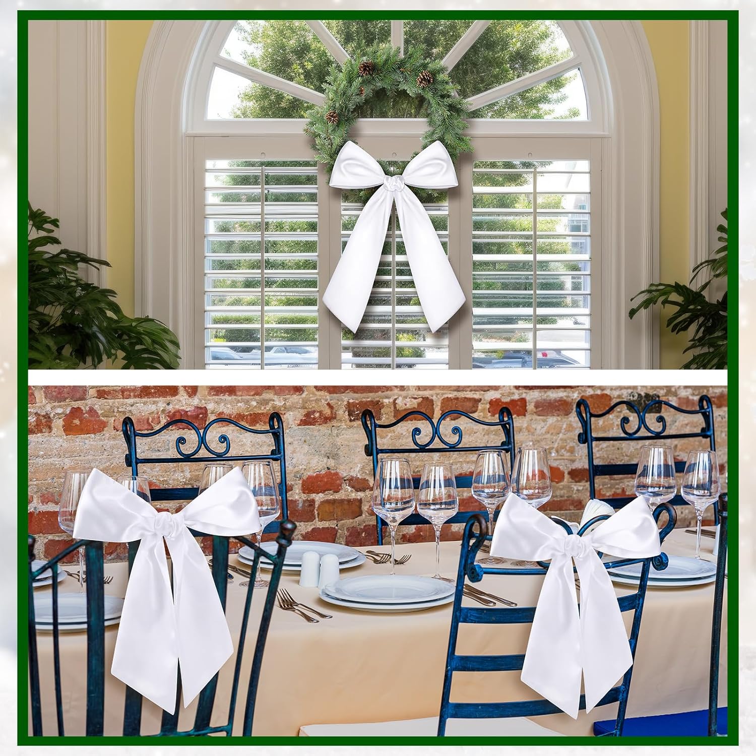 Skiennix 4 PCS White Satin Wreath Sashes - Blank Embroidery Accessories for Weddings & Holidays