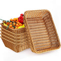 Eccliy 6 Pack Poly Wicker Bread Baskets 19 Inch Imitation Rattan Serving Trays for Bread Snacks Fruit Vegetables Tabletop Display Basket for Kitchen Restaurant Home Hotel
