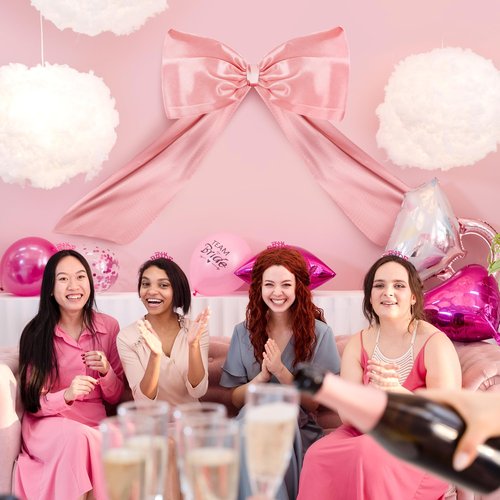Pink Large Bow Decor Big Bow for Room, Coquette Giant Ribbon Tie for Birthday Party Backdrop Wall Decor, for Girl Women Home Decor Backdrop Bridal Shower Graduation Wedding(24 x 36 Inches)
