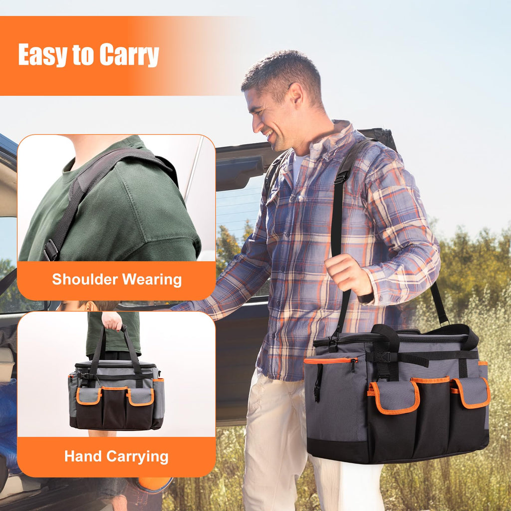 Homyplaza Large BBQ Grill Caddy with Paper Towel Holder, Foldable Insulated Picnic Organizer Bag for Outdoor Grilling, Tailgating, Camping, RV Trips, Must-Have Storage for Cooking Tools Supplies