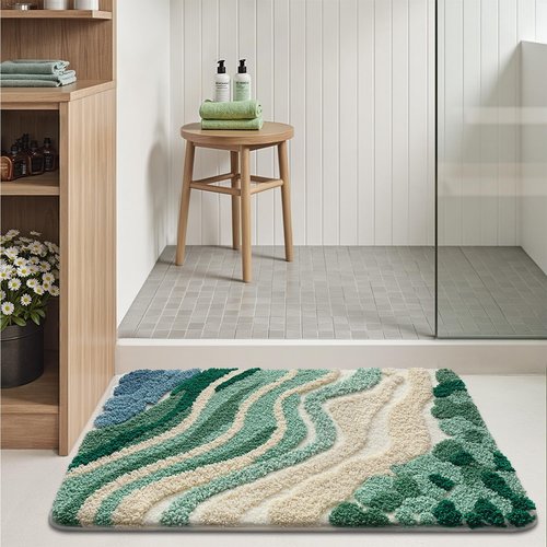 LUMI Beach Bathroom Rug Upgraded, Non Slip Bath Mat Quick Dry, Ultra Soft Washable Absorbent, Ocean Sea Theme Bath Rug for Shower Floor, Home Decor, Kids Room, Bathtub, 20"x32"