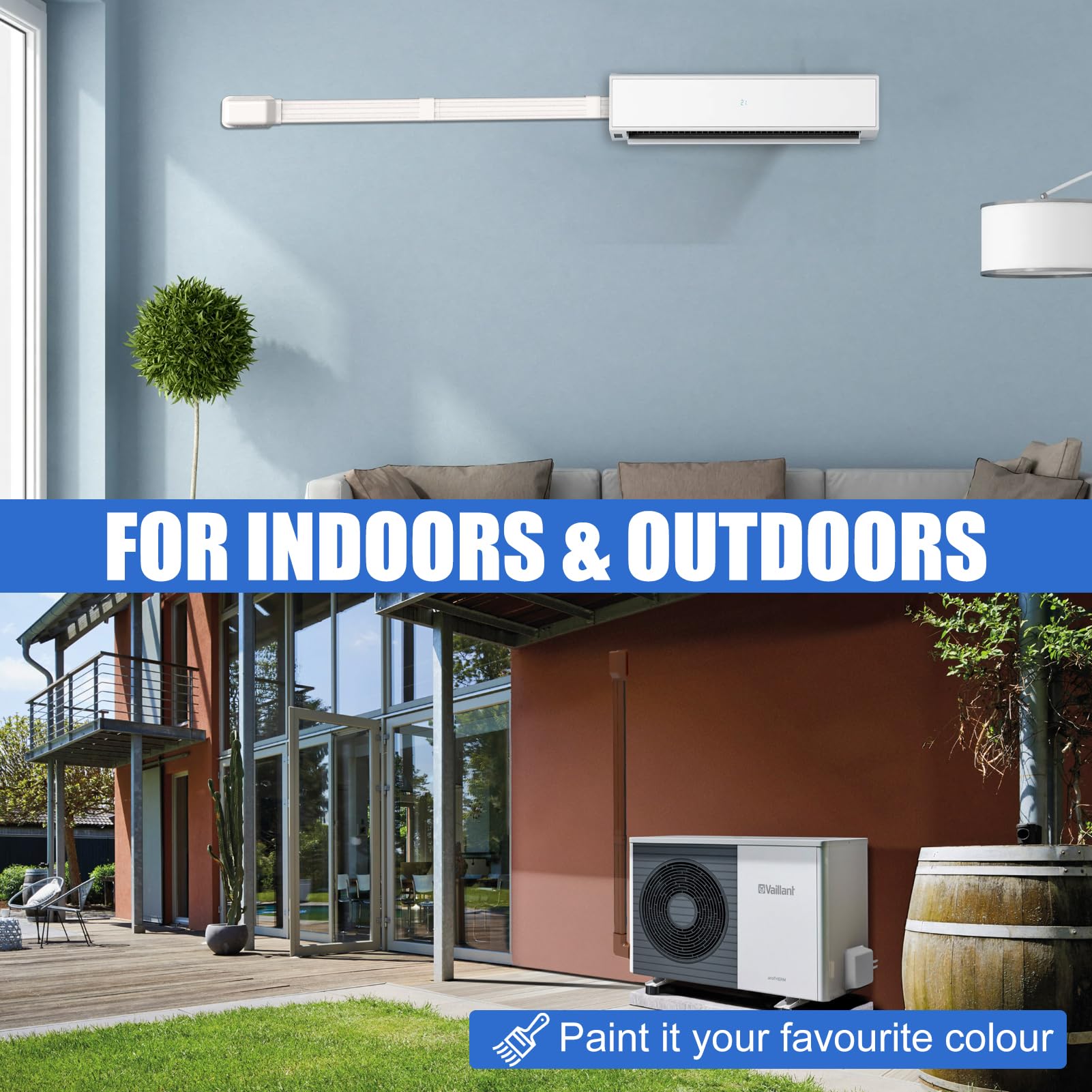 SUREPHON 3" 7.5Ft Mini Split Line Set Cover,Plastic Line Kit for Outside Units, Mini Split Air Conditioner, Central AC and Heat Pump