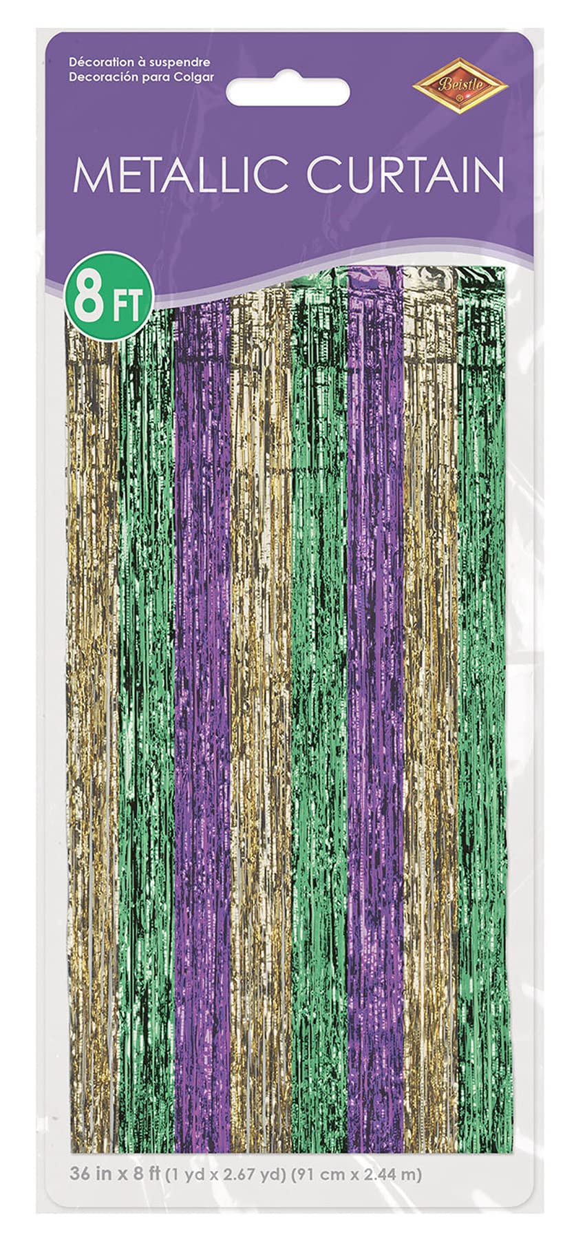 1-Ply FR Gleam 'N Curtain (gold, green, purple) Party Accessory  (1 count) (1/Pkg)