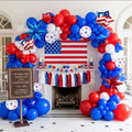 Patriotic Balloon Garland Arch Kit - Red, White & Blue Star Print & Flag Foil Balloons for 4th of July Celebrations