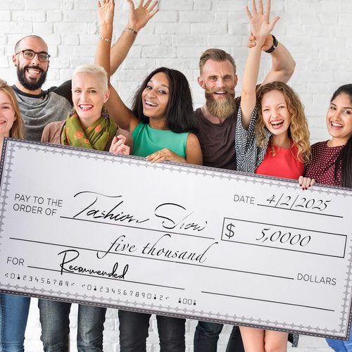 33 * 14 Inch Large Giant Big Fake Hard Oversized Checks Award for Presentations Collapsible Reusable Premium PP Plastic Board with Marker and Adhesive Strips