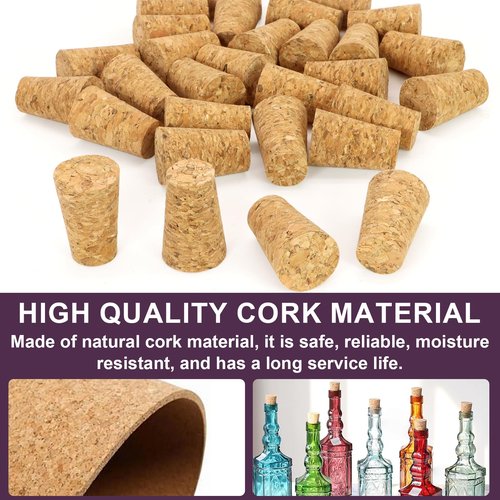 Yasdyri 30PCS Natural Cork Stoppers Soft Wood Tapered Corks for Glass Bottles,Crafts, Home Decor, DIY Projects, Wine Bottles