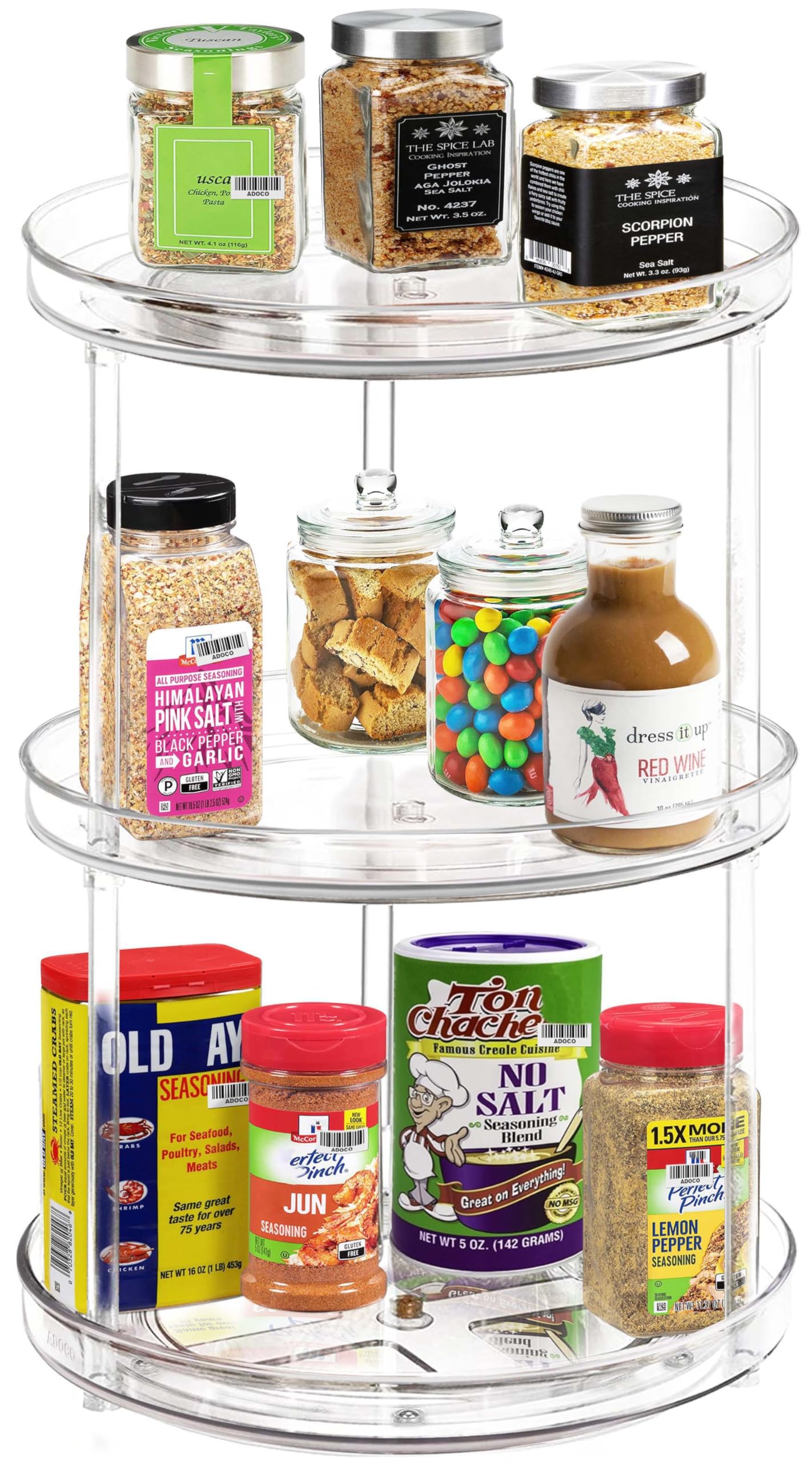 3 Tier Lazy Susan Bathroom Organizer, 9.25 Inch Clear Makeup Skincare Storage, Perfume Bathroom Organizer Countertop- Make Up Organizers and Storage