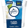 Glade Scented Candle Jar - Clean Linen Fragrance with Essential Oils | 4.08 Oz Air Freshener