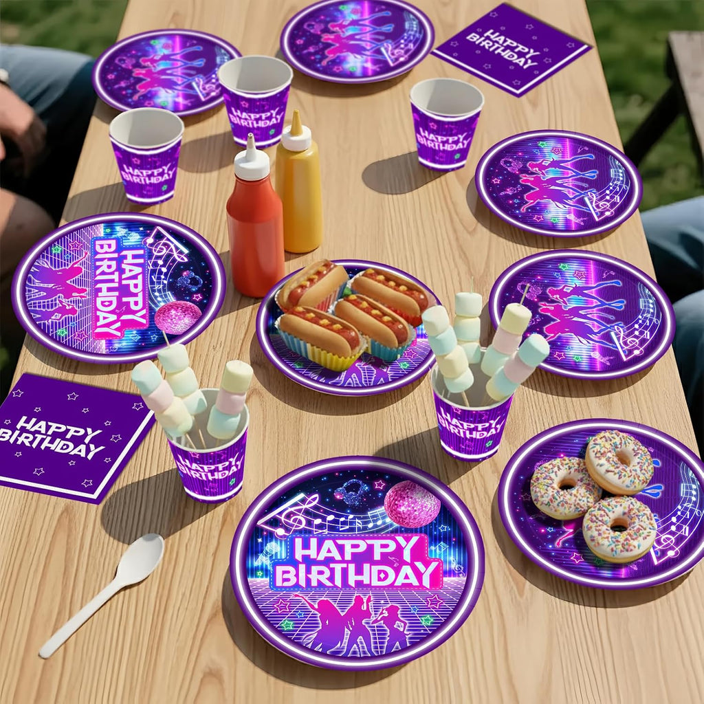 Skiennix 168-Piece K-Pop Birthday Party Set - Plates, Napkins, Cups & Cutlery for 24 Guests