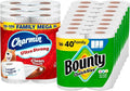 Bounty Quick-Size Paper Towels - White Family Rolls (16 Count) | Charmin Ultra Strong Toilet Paper (18 Mega XL Rolls)