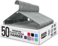 Utopia Home Plastic Hangers 50 Pack - Durable Space-Saving Closet Organizers - Ideal for Shirts, Pants, Skirts & Coats (Grey)