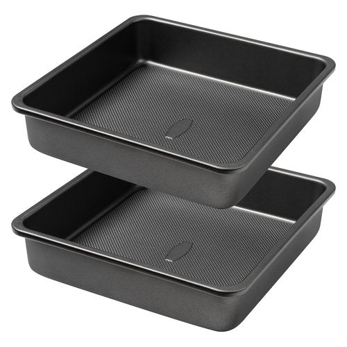 Tiawudi Square Cake Pan, Nonstick Baking Pan for Bread or Brownie, 9x9 Inch Bakeware with Diamond Texture Pattern, Set of 2