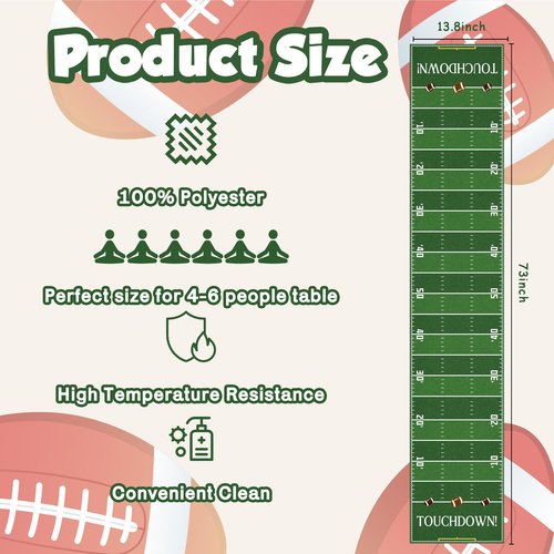 OHOME Football Party Decorations for Super Game Bowl 2026 - Game Day Table Runner | Football Decor Party Supplies - Football Theme Birthday Decorations Holiday Banner for Home
