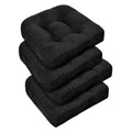 downluxe Chair Cushions for Dining Chairs 4 Pack, Tufted Indoor Chair Pads with Non-Slip Bottom, U-Shaped Kitchen Chair Cushions, 17"x17"x4", Black