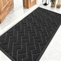 OLANLY Waterproof Front Door Mat - All-Season Indoor Outdoor Doormat, Sturdy Natural Rubber, Herringbone Brick (Black, 47x23)