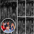 Skiennix 5 Pack Black Party Streamers - Tinsel Foil Fringe Curtains for Halloween & Birthday Decor