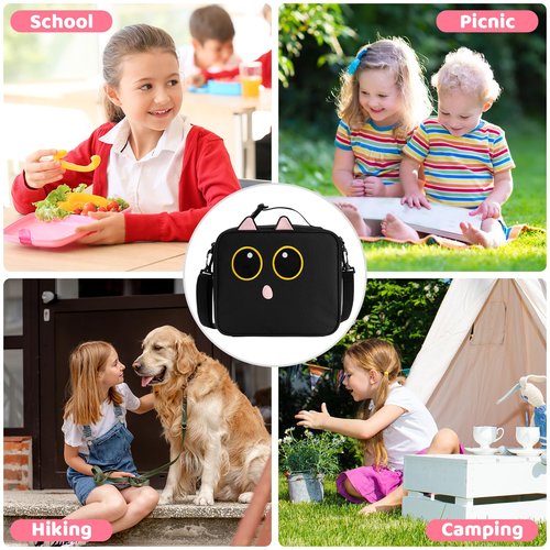 Easozoom Insulated Lunch Bag lonchera for Teen Girl Boy Kid Bento Box Reusable Large Capacity Portable Waterproof Leakproof with Name Tag to School Office Picnic Travel (1PCS Lunch Bag) (Black)