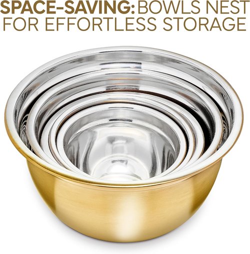 Cook With Color 18-Piece Mixing Bowls Set - Airtight Lids & Stainless Steel Organizers | Gold Meal Prep & Storage