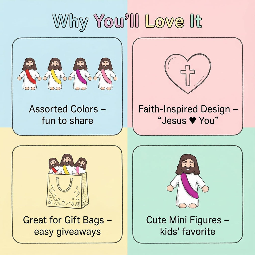 Skiennix Mini Jesus Figurines - 200PCS Bulk Religious Toys for Easter Egg Stuffers & Gifts - Bright Colors