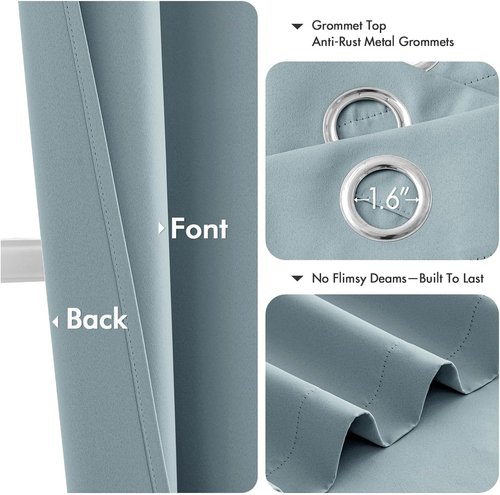 MIULEE Slate Blue Blackout Curtains - Thermal Insulated Room Darkening Drapes | 45 Inches Long, 2 Panels
