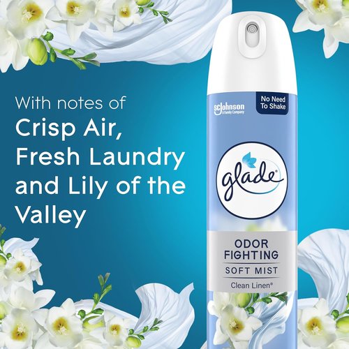 Glade Air Freshener Room Spray - Clean Linen Scent for Long-Lasting Freshness | 8 Oz, 6 Count
