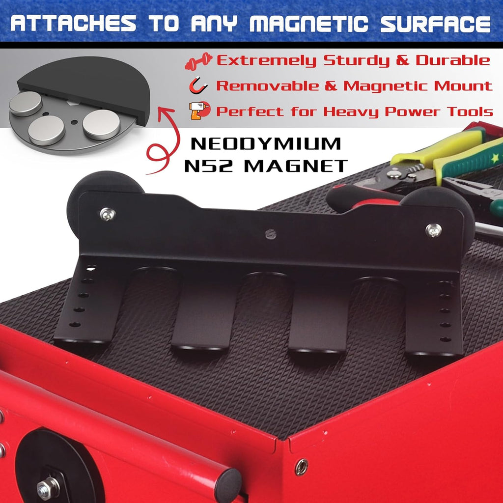 ULIBERMAGNET Power Tool Organizer - Heavy-Duty 3-Slot Wall Mount Storage Rack with Screwdriver Holder | Ideal for Garage & Workshop