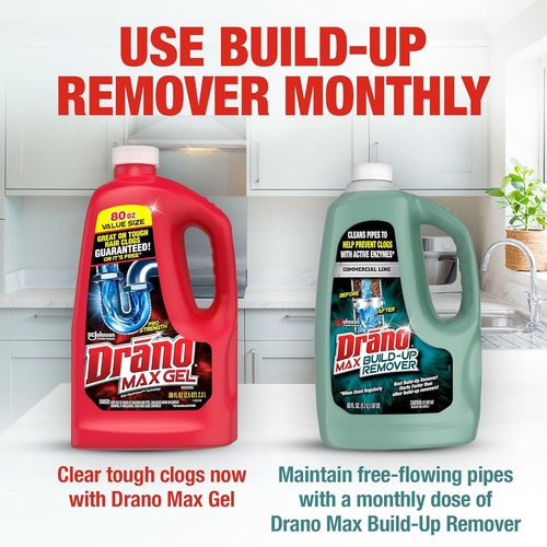 Drano Max Build-Up Remover | Enzyme Drain Cleaner Prevents Clogs & Odors | 60 oz Safe for Septic & Toilets