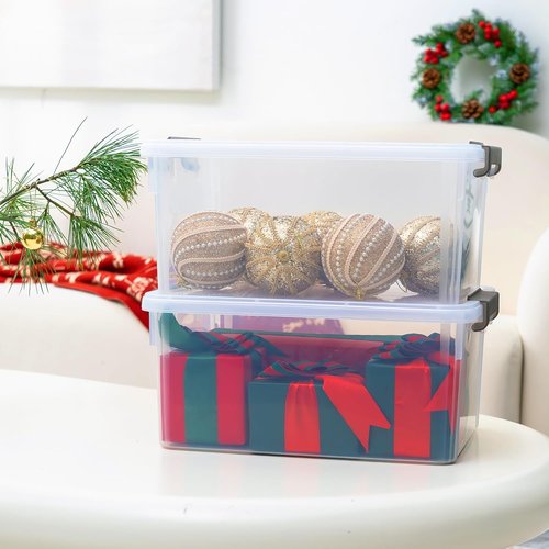 Citylife 17 QT Plastic Storage Bins - Stackable Organizing Containers with Latching Lids | 4 Pack