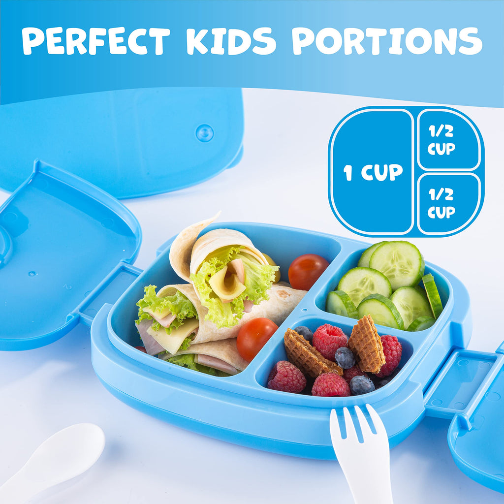 Umami All-in-1 Bento Box for Kids, Ice-pack & Utensils Included, 100% Leakproof & BPA free, Parents' favorite Lunch Box Kids (Blue, 27 oz)