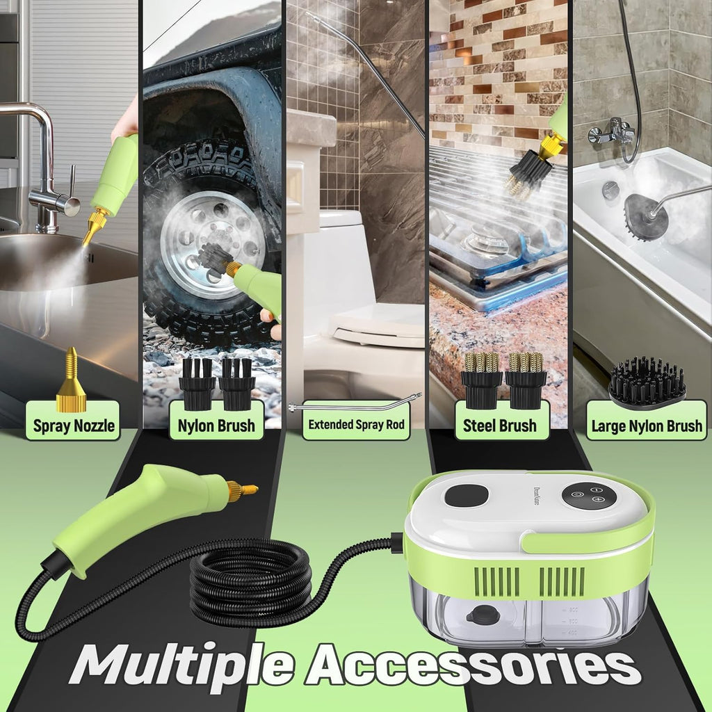 Skiennix 10-in-1 Steam Cleaner - High Temperature & Pressure, Fast Heating, 37.19oz Tank for Home & Car Cleaning