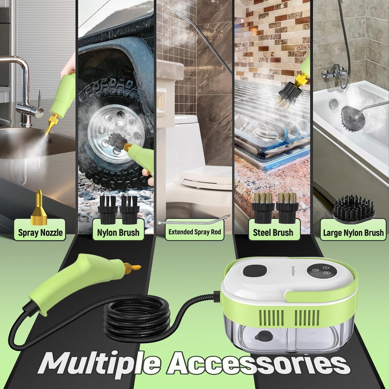 Skiennix 10-in-1 Steam Cleaner - High Temperature & Pressure, Fast Heating, 37.19oz Tank for Home & Car Cleaning
