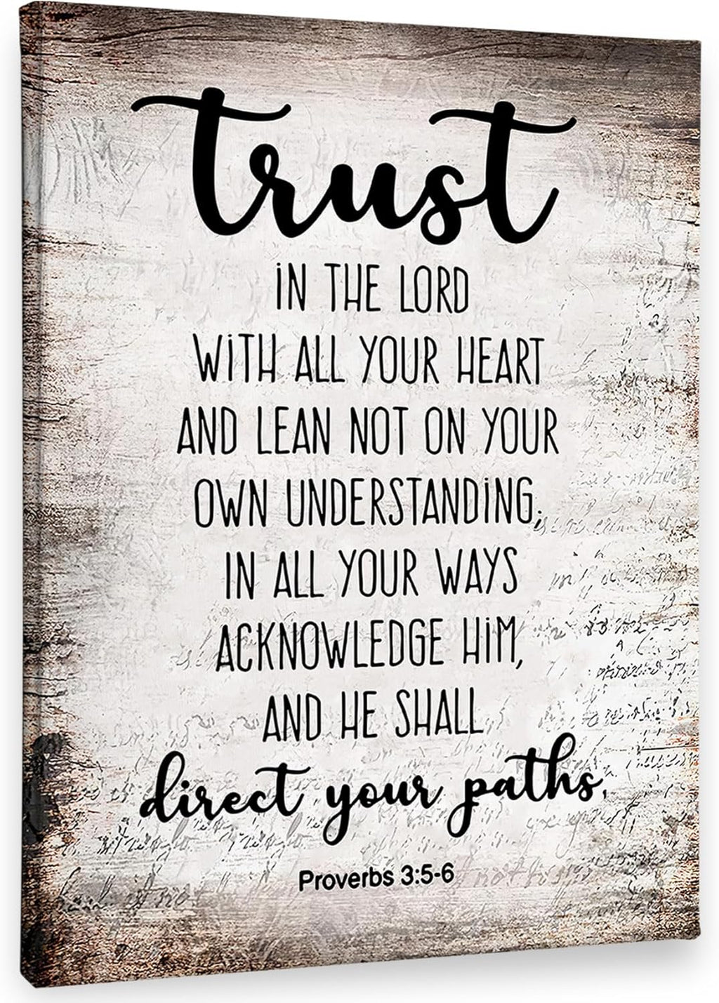 PHAMTE Christian Wall Art - Proverbs 3:5-6 Bible Scripture Print | Framed Canvas Decor (11x14)