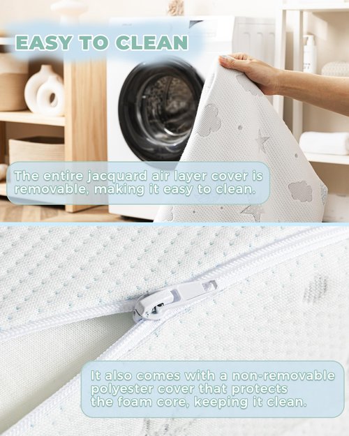 Trifold Pack and Play Mattress 38x26'' Breathable Soft Plush Memory Foam for Baby Toddler Travel Includes Carry Bag Removable Washable Cover Fits Play Pen Playard Pack n Play Mattress Pad