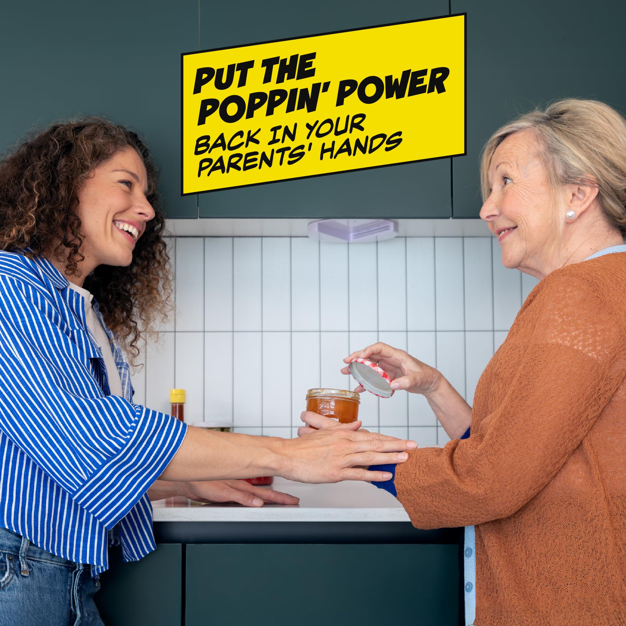 POPDATJAR Under Cabinet Jar Opener - Stainless Steel Lid Opener For Seniors With Arthritis & Weak Hands - Ideal for Any Size Lid - Easy, One-Handed Kitchen Gadgets & Elderly Must Haves